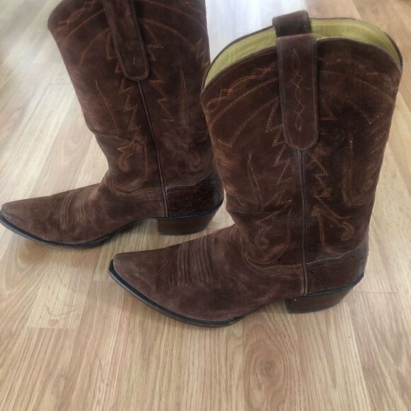 BACK AT THE RANCH El Rancho 12” Suede Leather/Ostrich Cowboy Boots - Picture 5 of 15